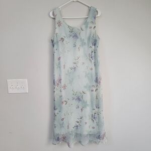R&M Richards Floral Y2K Sheer Midi Women's Size M Dress Phoebe Fairy Easter